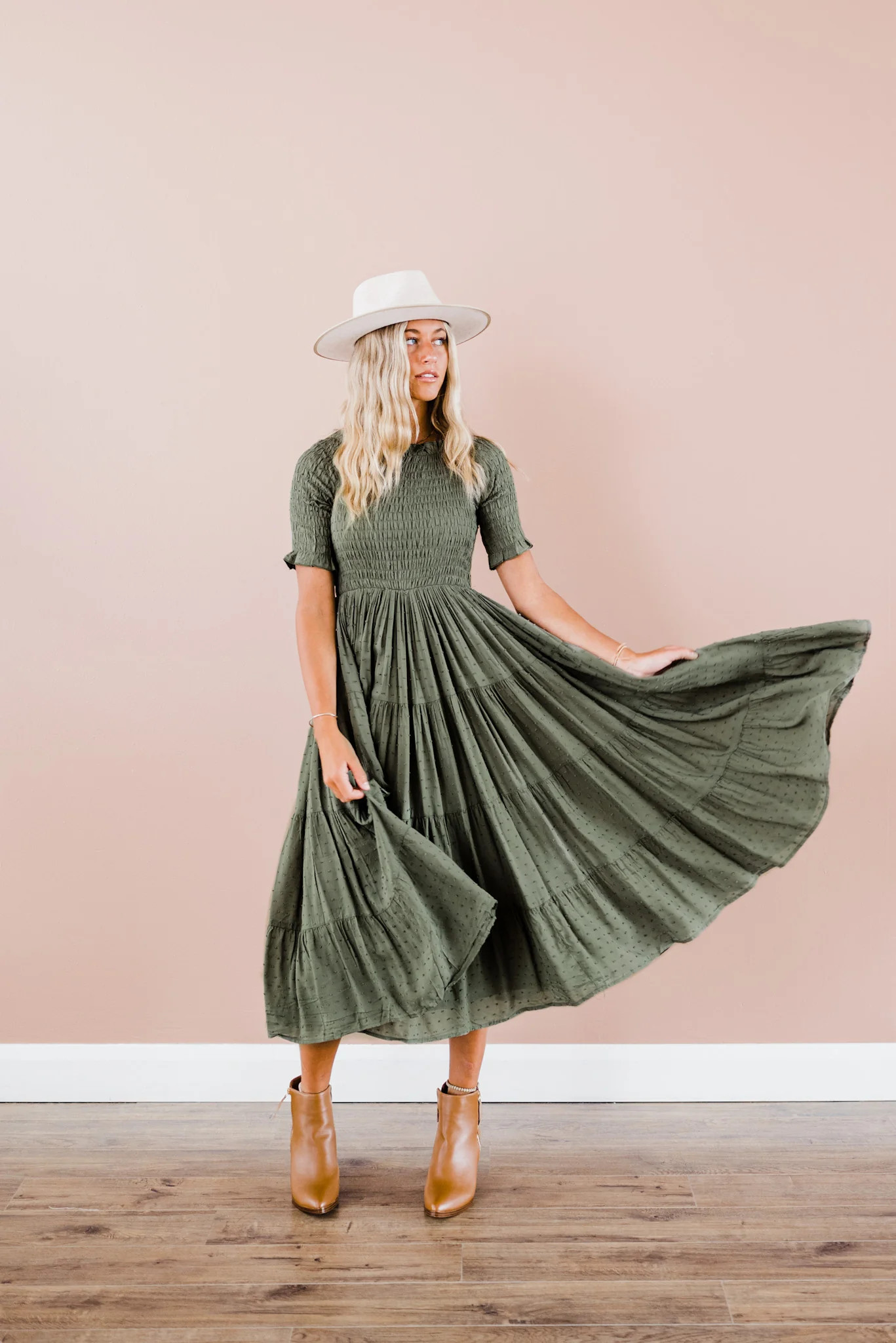 Trish Dress in Dark Olive | FEHRNVI