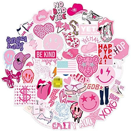 52Pcs Preppy Smile Happy Face Bolt Vinyl Sticker Party Supplies Cowgirl Vinyl Waterproof Sticker ... | Amazon (US)