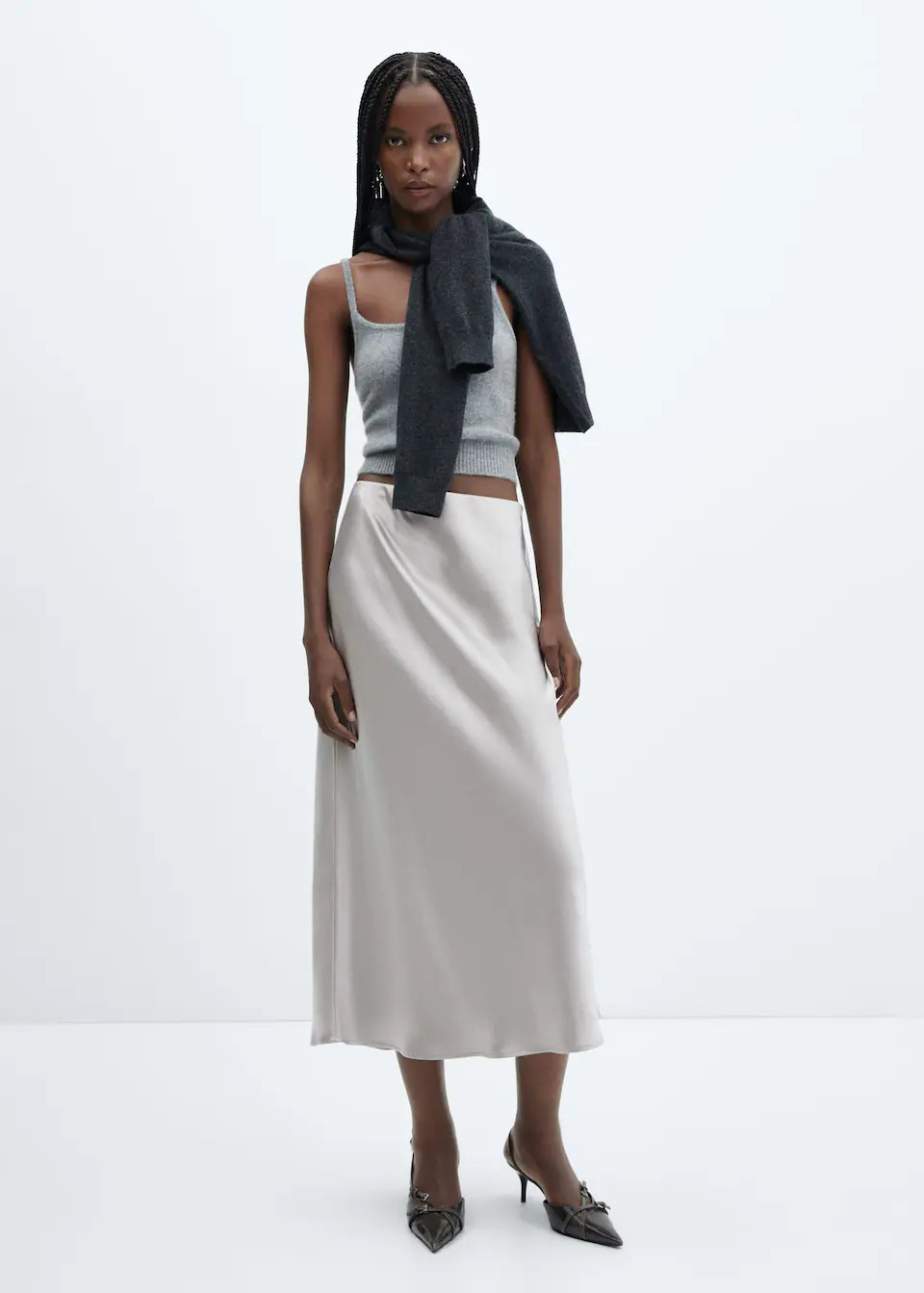 Midi satin skirt -  Women | Mango USA | MANGO (US)