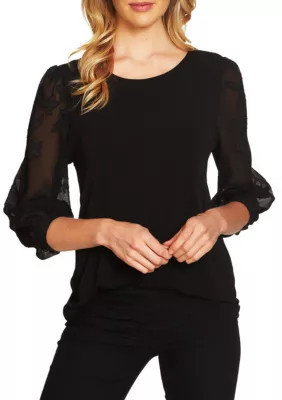 Cece Women's Lace Sleeve Knit Top, Black, Xs | Belk