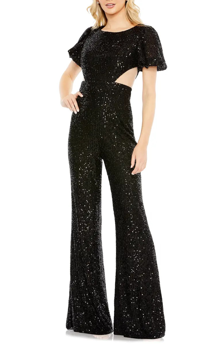 Sequin Cutout Wide Leg Jumpsuit | Nordstrom