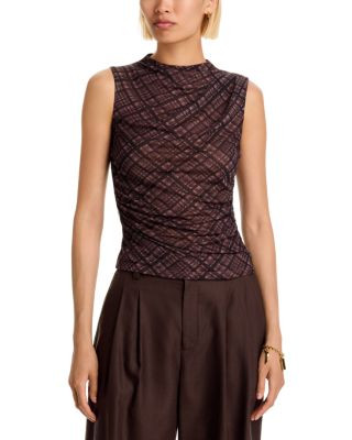 Aqua Plaid Mesh Sleeveless Top - Exclusive | Bloomingdale's (US)