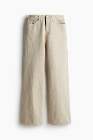 H & M - Wide High Jeans - Beige | H&M (US + CA)