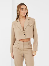 Camel Cropped Tailored Blazer - Crawford | 4th & Reckless