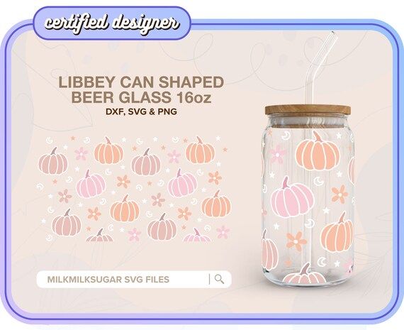 PASTEL PUMPKINS SVG For Libbey 16oz Can Glass, Retro Halloween Svg, Cute Halloween Svg Pattern, C... | Etsy (US)