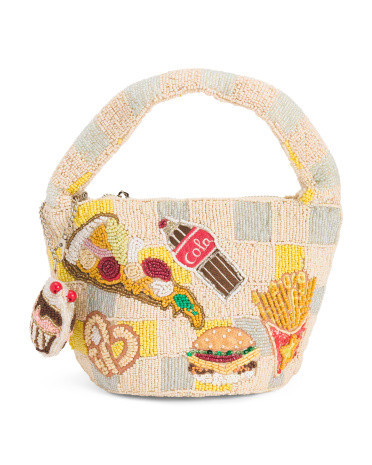 Beaded Food And Drink Checkered Handbag for Women | Leather | Marshalls