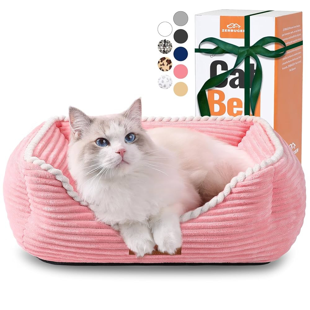 Cat Dog Bed for Pets, Rectangle Pet Bed Gift for Puppy and Kitten, Machine Washable Calming Fluff... | Amazon (US)