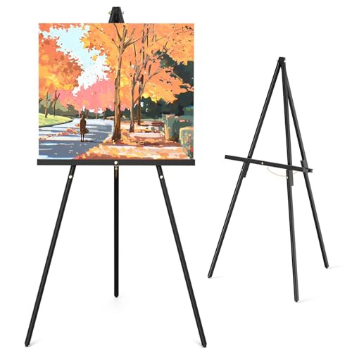 Wood Art Portable Easel Stand - Tripod Display Artist Wooden Easel - 63" Adjustable Floor Poster Stand for Wedding, Arts, Painting, Display Show - Black | Amazon (US)