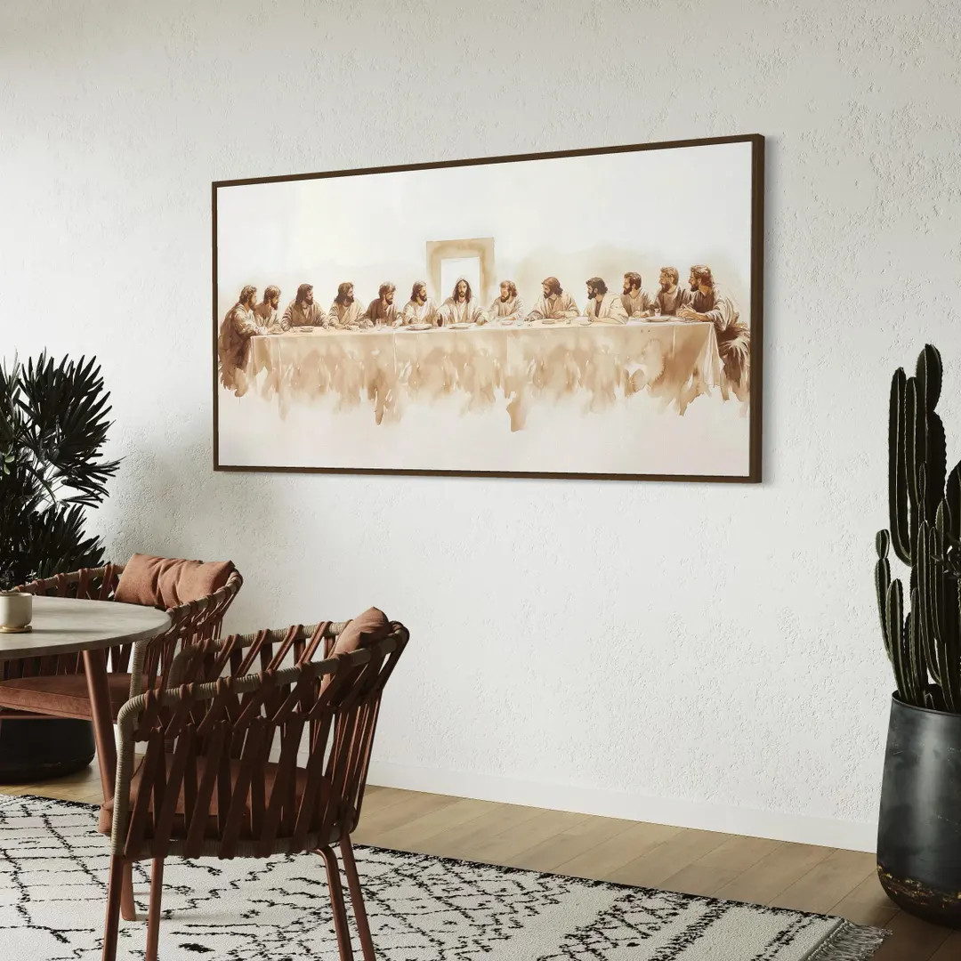 Framed Canvas Wall Art | Poster Print Jesus the Last Supper Watercolor | Modern Christian Religio... | Etsy (US)