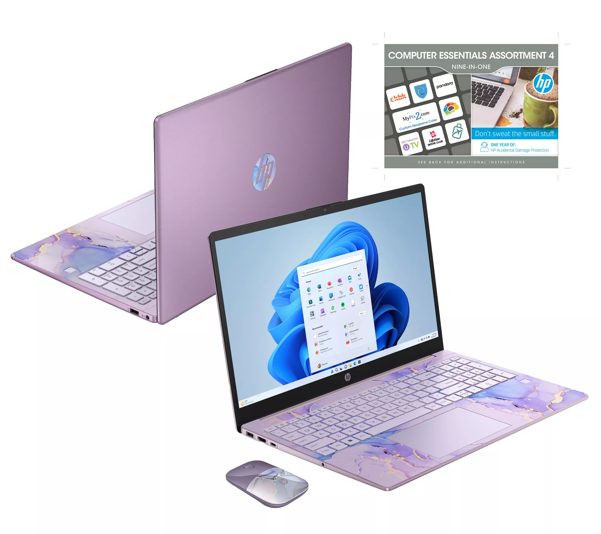 HP 15 Stream Laptop, Intel 4GB, 128GB SSD HP Mouse, MS365 & 1 Year ADP - QVC.com | QVC