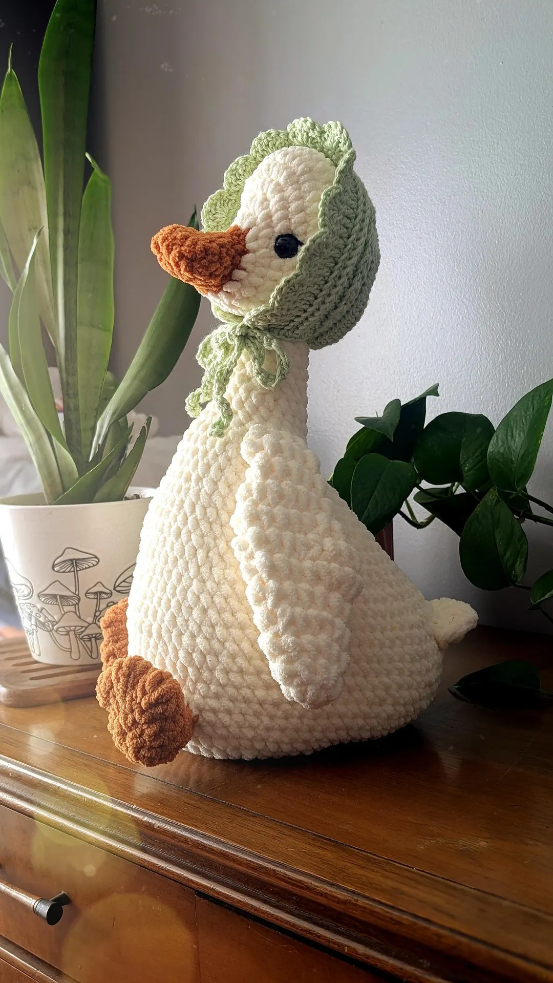 Penny the Porch Goose | Weighted Crochet Goose with Bonnet | Ready to Ship | Etsy (US)