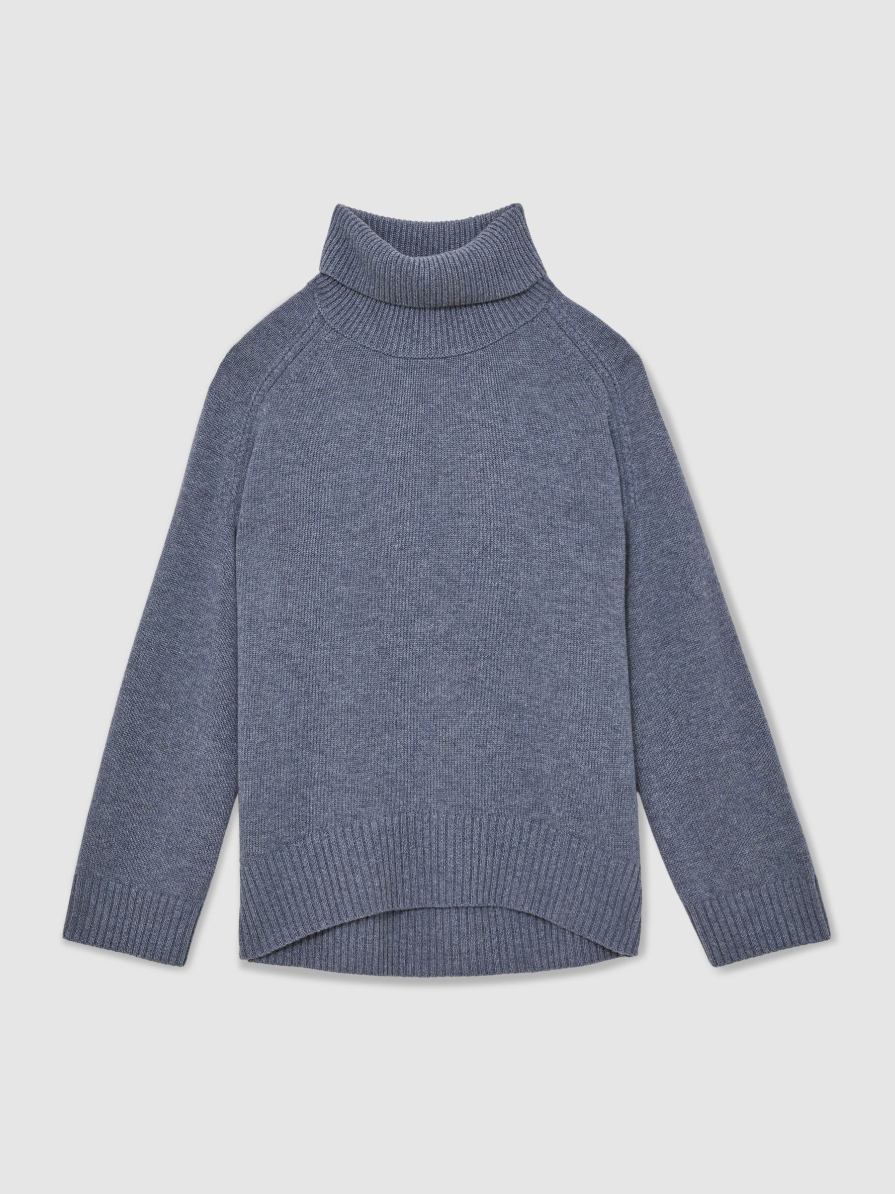 Wool-Cashmere Roll-Neck Jumper in Blue Marl | Reiss DE