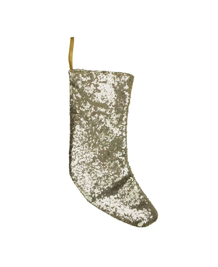 17.5" Shiny Gold Sequins Christmas Stocking | Macys (US)