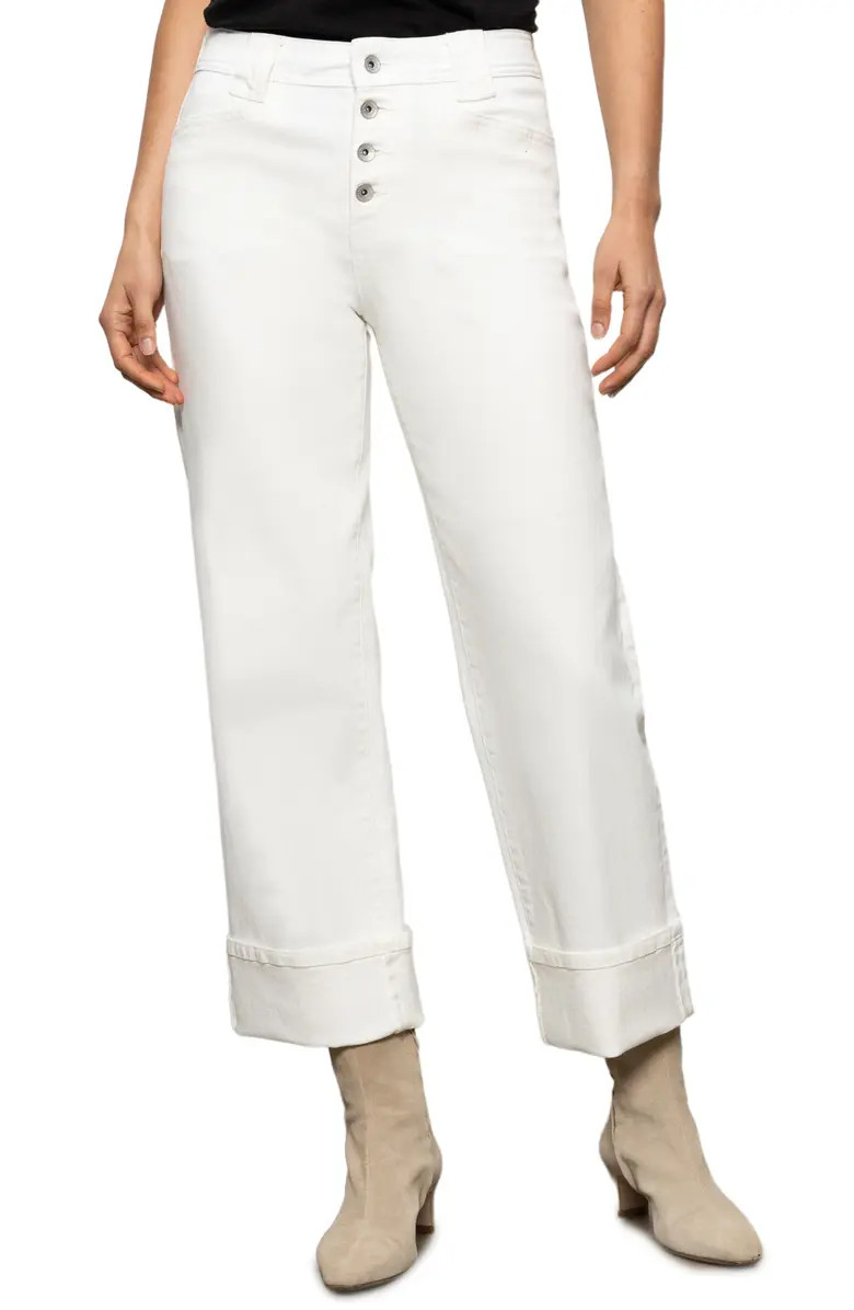 Sanctuary Luna Button Fly High Waist Cuff Straight Leg Jeans | Nordstromrack | Nordstrom Rack