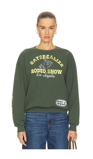DAYDREAMER Rodeo Show Oversized Crew Sweatshirt in Dark Green. - size S/M | Revolve Clothing (Global)