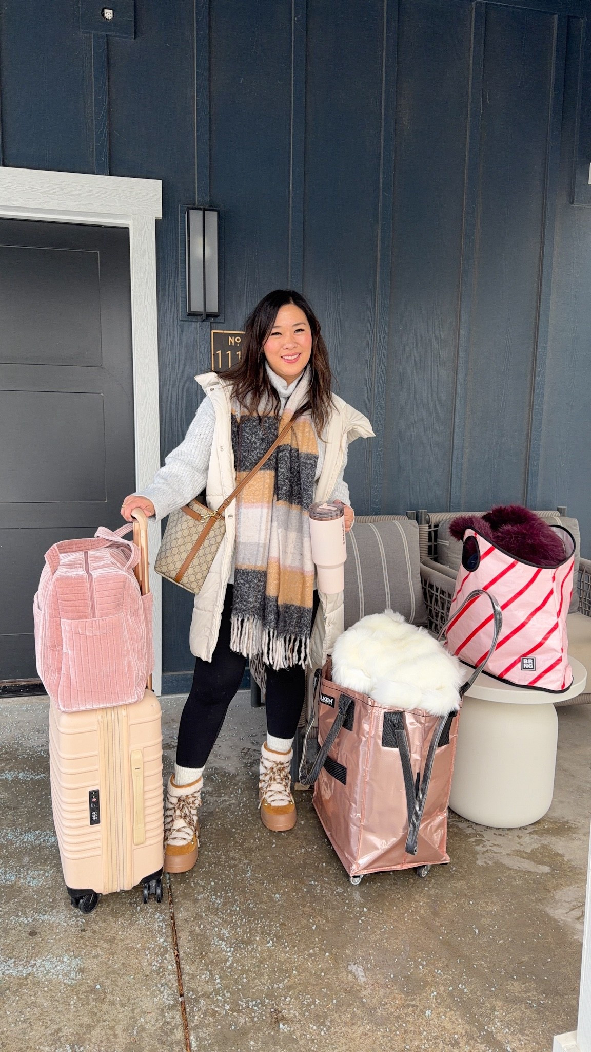 Winter / Ski Trip Outfit and luggage 
Turtleneck Tunic: Medium
Leggings: Medium
Moon Boots
Travel // Hulken // Beis // Target 
