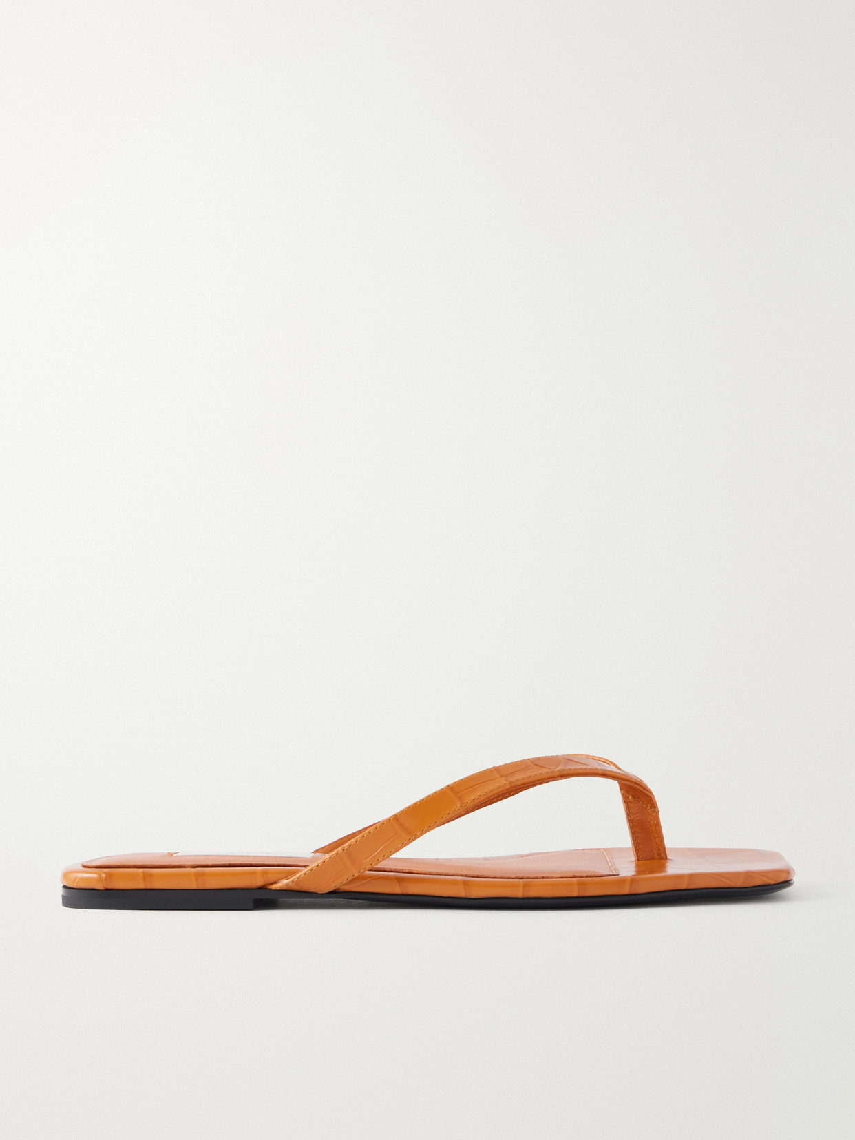 TOTEME - Croc-effect Leather Flip Flops - Orange | NET-A-PORTER (US)