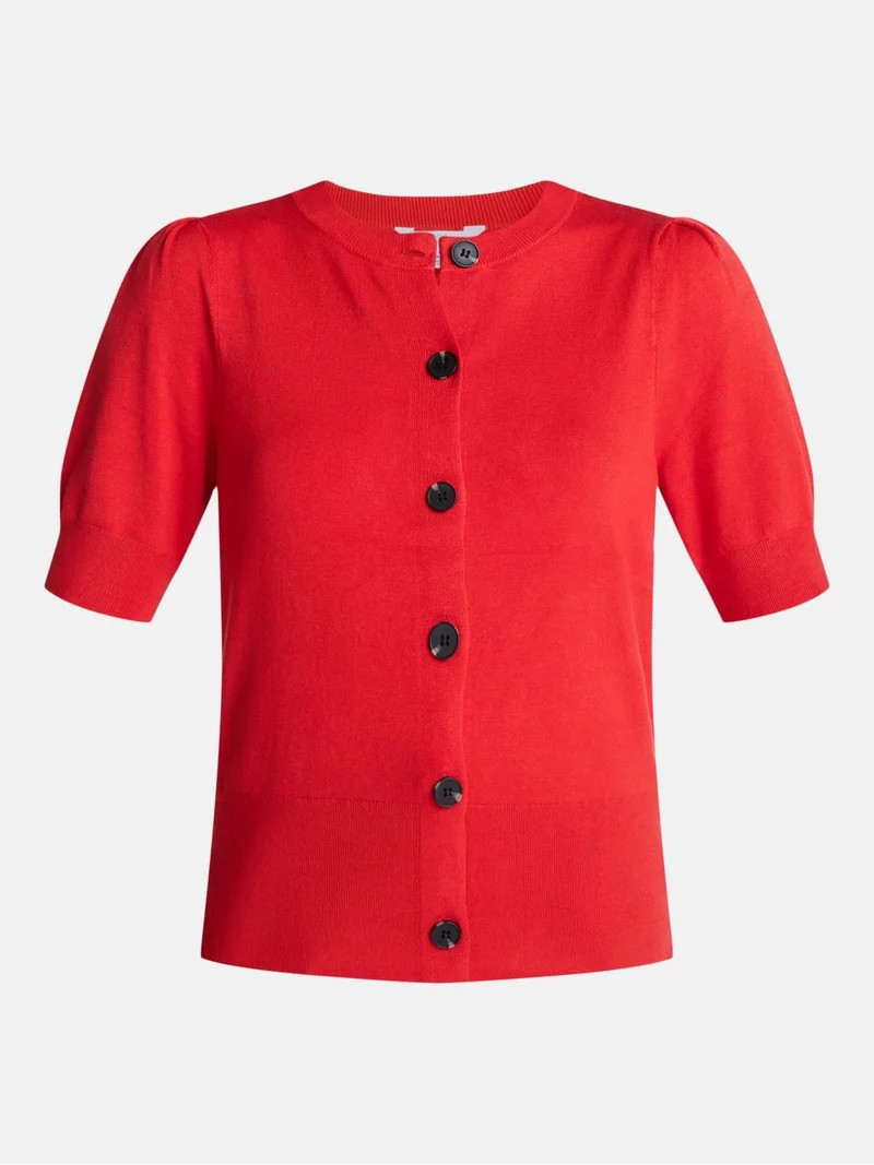 Time and Tru Woman's Crew Cardigan with Short Sleeves, Sizes XS-XXXL | Walmart (US)