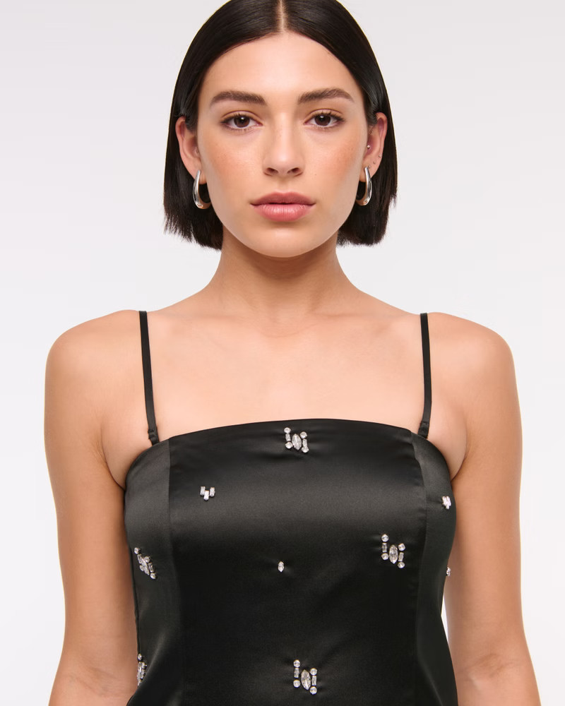 Women's Satin Embellished Strapless Mini Dress | Women's Dresses & Jumpsuits | Abercrombie.com | Abercrombie & Fitch (US)