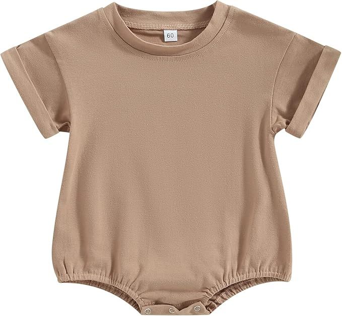 AEEMCEM Baby Boy Girl Solid Sweatshirt Romper Crewneck Pullover Bodysuit Oversized Sweater Onesie... | Amazon (US)