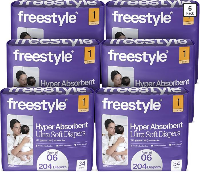 Freestyle BambooTek Diapers - (Size 1) Hyper Absorbent & Non-Toxic \u2013 Disposable Diapers for ... | Amazon (US)