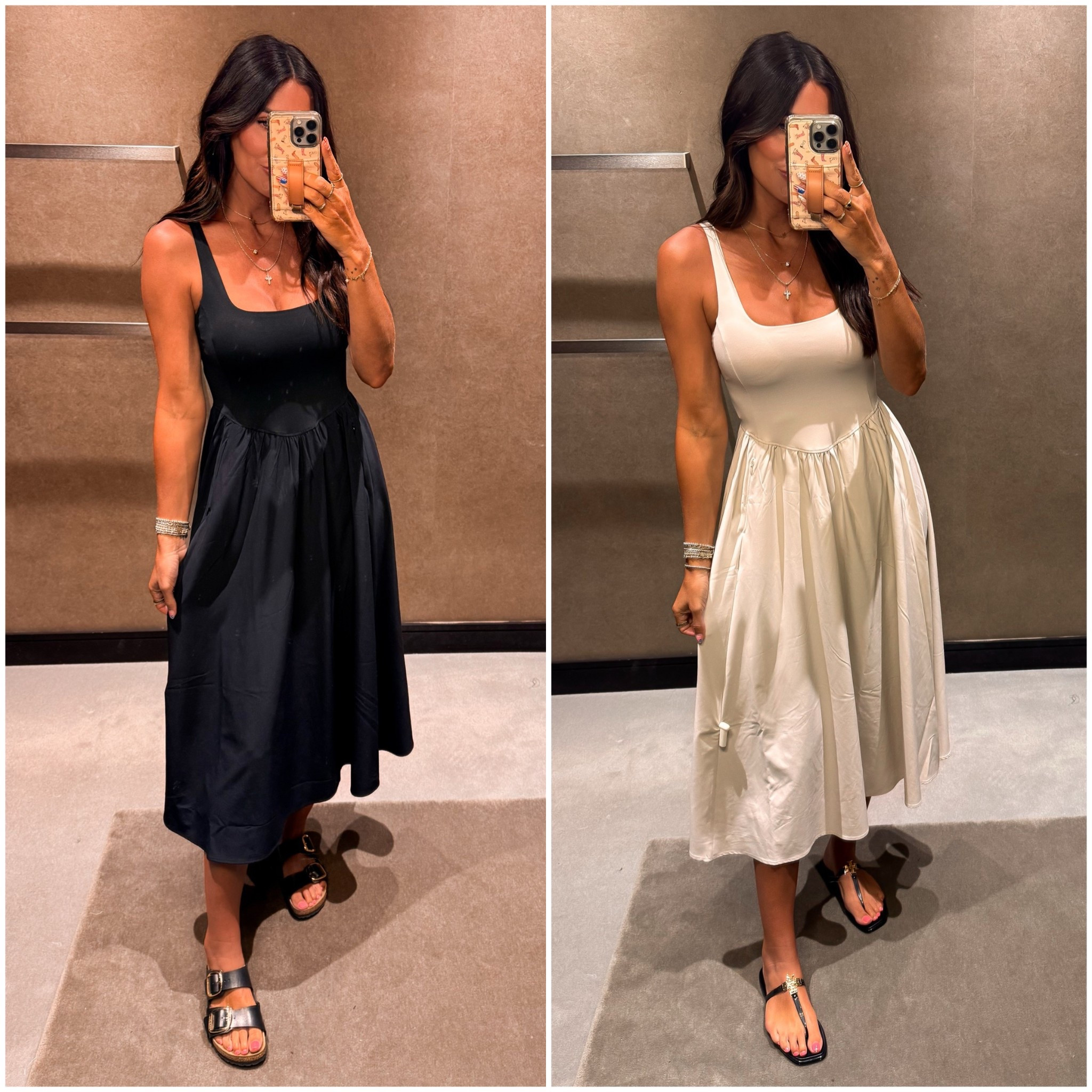 Zella dress - removable padding and shelf bra. LOVE 
Size small 
Birks I’m a size 40
Tory sandals I sized down an entire size 

#LTKFindsUnder100 #LTKSaleAlert #LTKFindsUnder50
