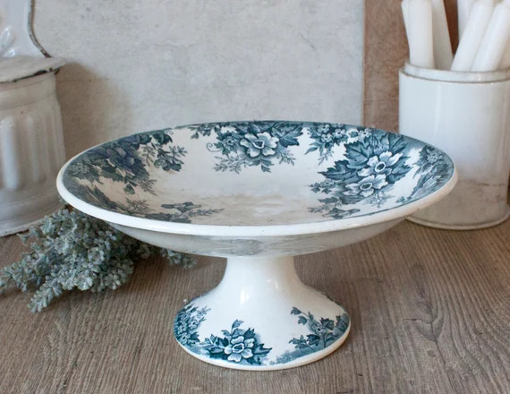 Antique French SAINT-AMAND Ironstone Compotier Transferware - Etsy UK | Etsy (UK)
