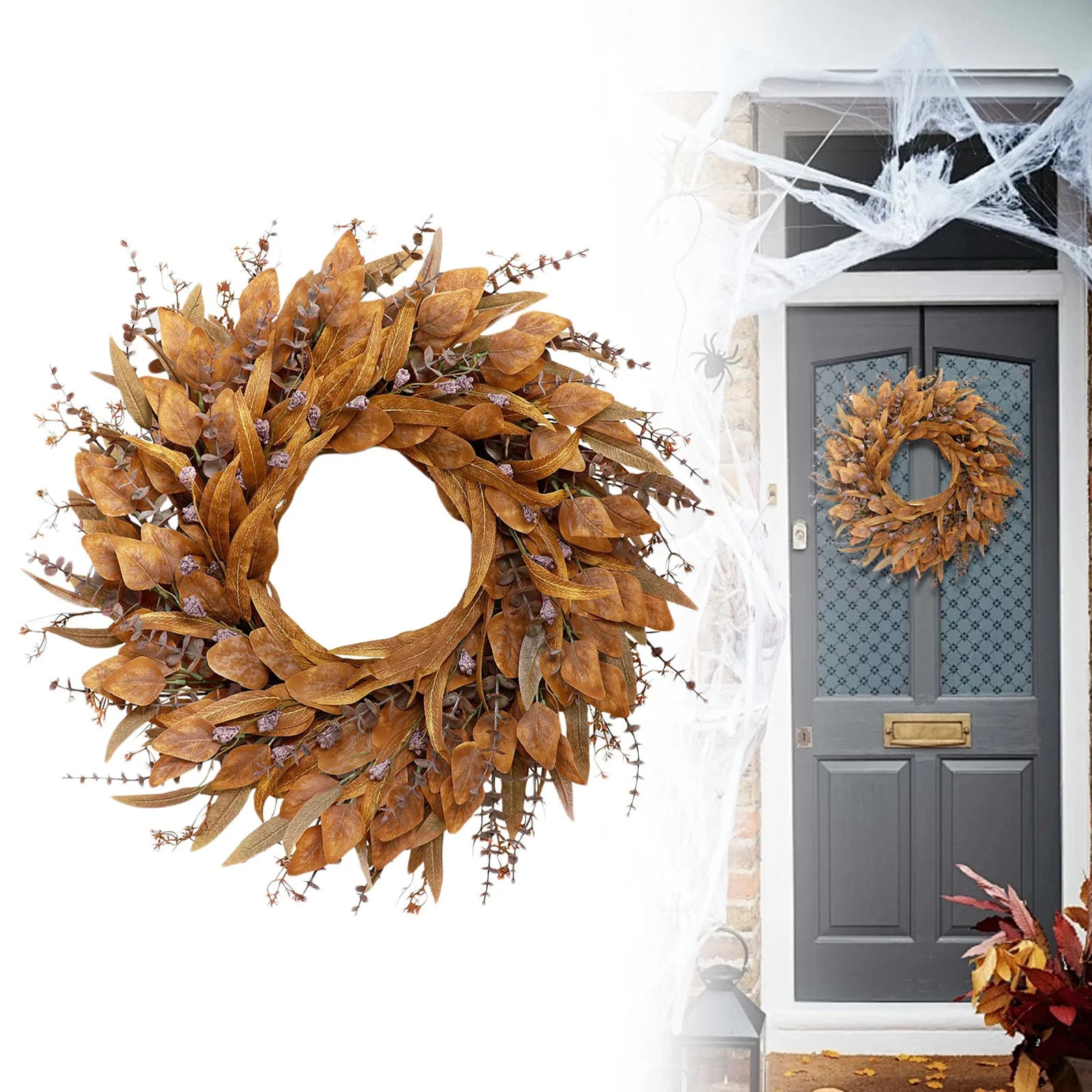 Eucalyptus Wreath for Front Door, Fall Wreath, Fall Porch Decor, Autumn Large Artificial Eucalypt... | Walmart (US)