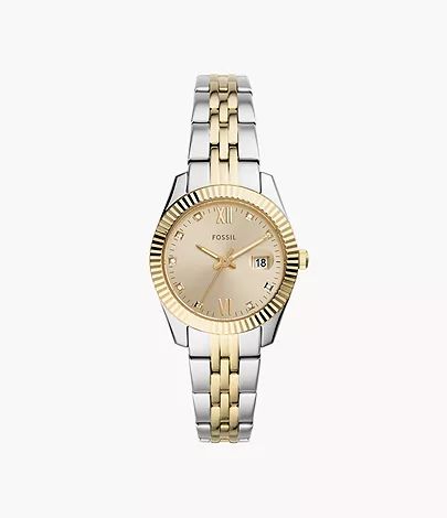 Scarlette Mini Three-Hand Date Two-Tone Stainless Steel Watch | Fossil (US)