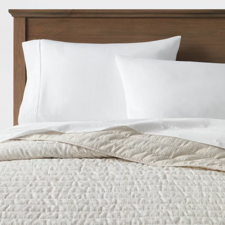 Printed Floral Voile Reversible Quilt Ivory/Beige - Threshold™ | Target