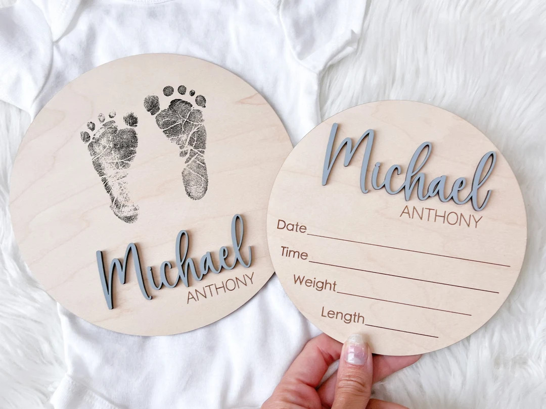 Baby Announcement Sign, Hospital Footprint Sign, Newborn Footprint Name Sign for Hospital, Baby B... | Etsy (US)