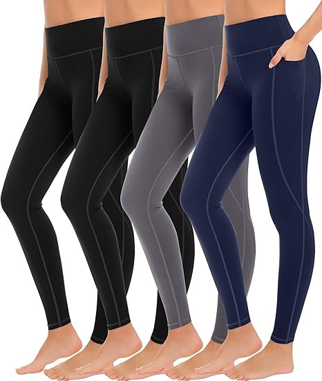 MIRITY 4 Pack Yoga Leggings with Pockets for Women - High Waist Tummy Control Pants for Workout | Amazon (US)