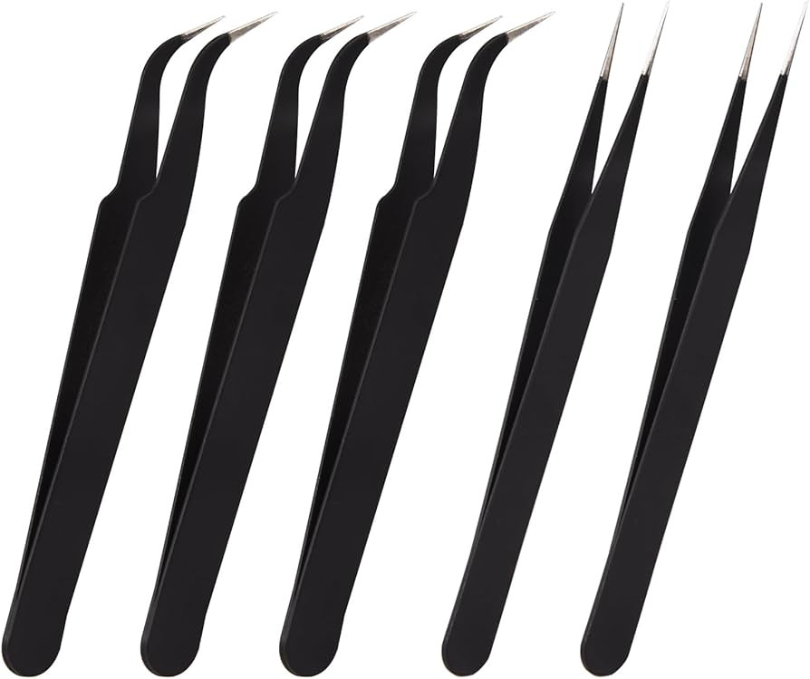 5 Pcs Precision Tweezers Set ESD pince a epiler Anti-Static Stainless Steel Curved for Electronic... | Amazon (CA)