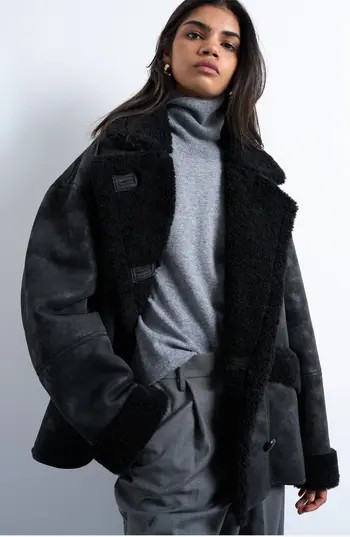 Topshop Oversize Faux Leather Coat in Black at Nordstrom Rack, Size X-Small | Nordstrom Rack