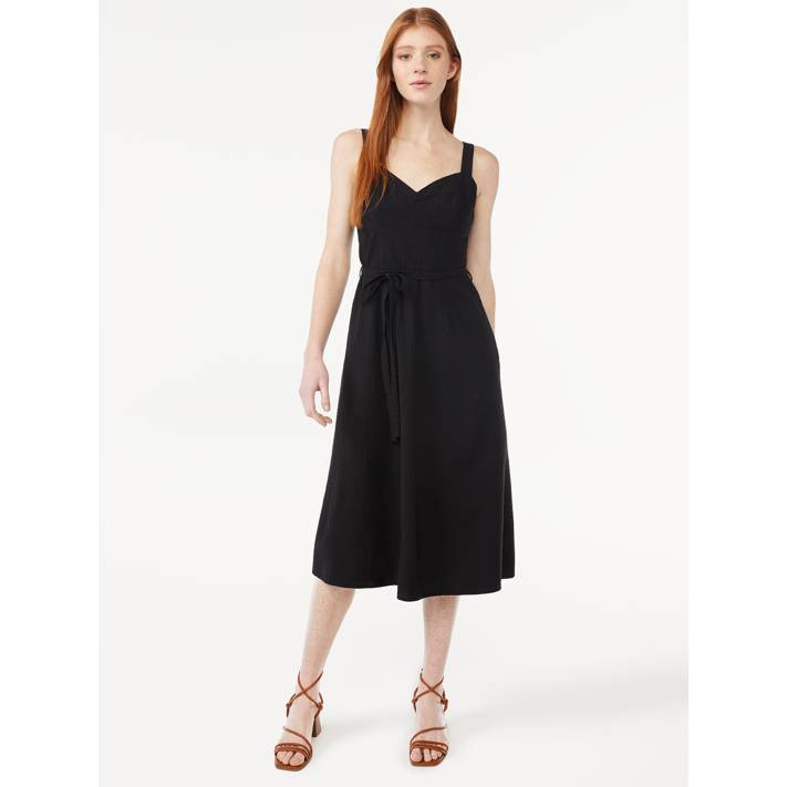 Free Assembly Women's Midi Sundress with Tie Belt | Walmart (US)