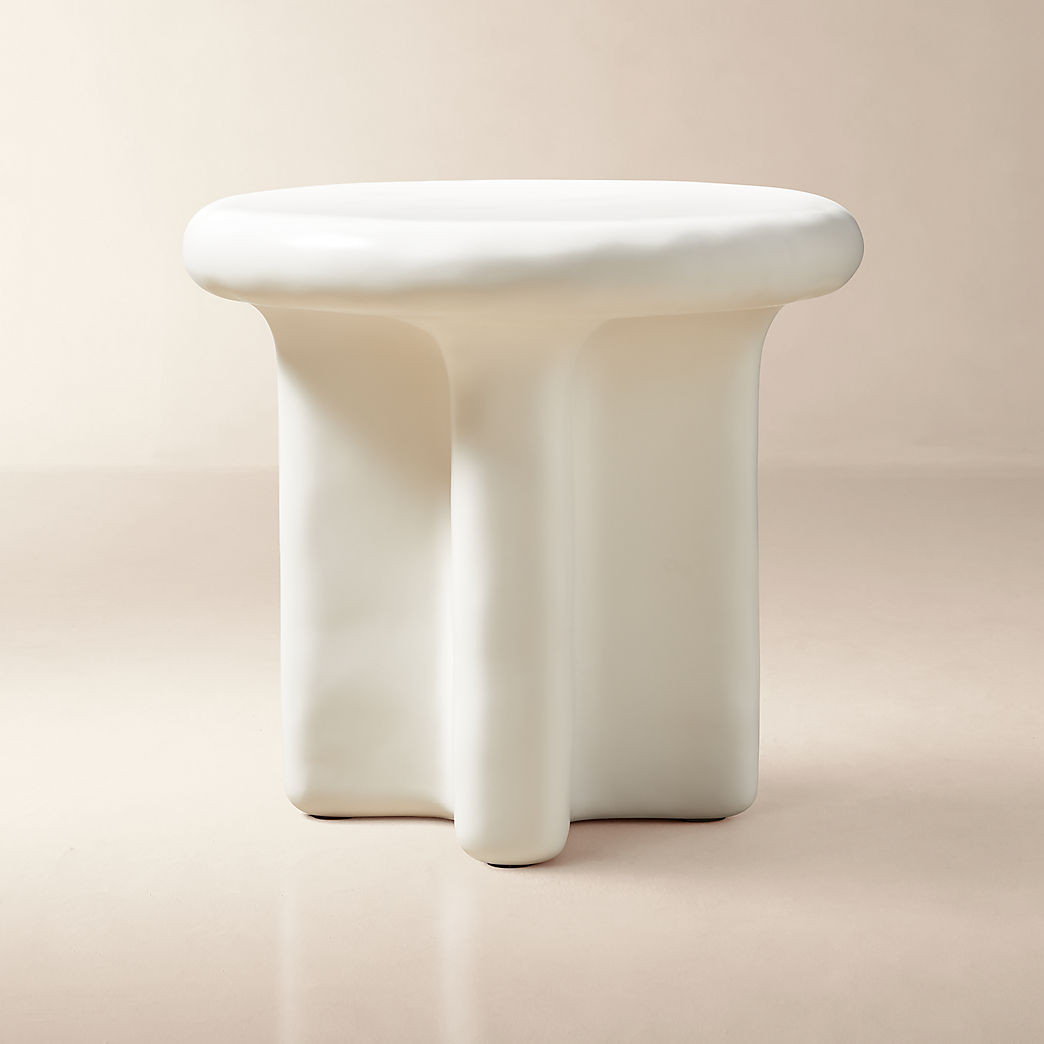 Bodene Round Ivory Resin Side Table + Reviews | CB2 | CB2