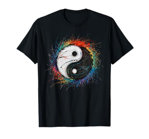 Colorful Paint Splash Yang Yin Symbol Art Graphic T-Shirt | Amazon (US)