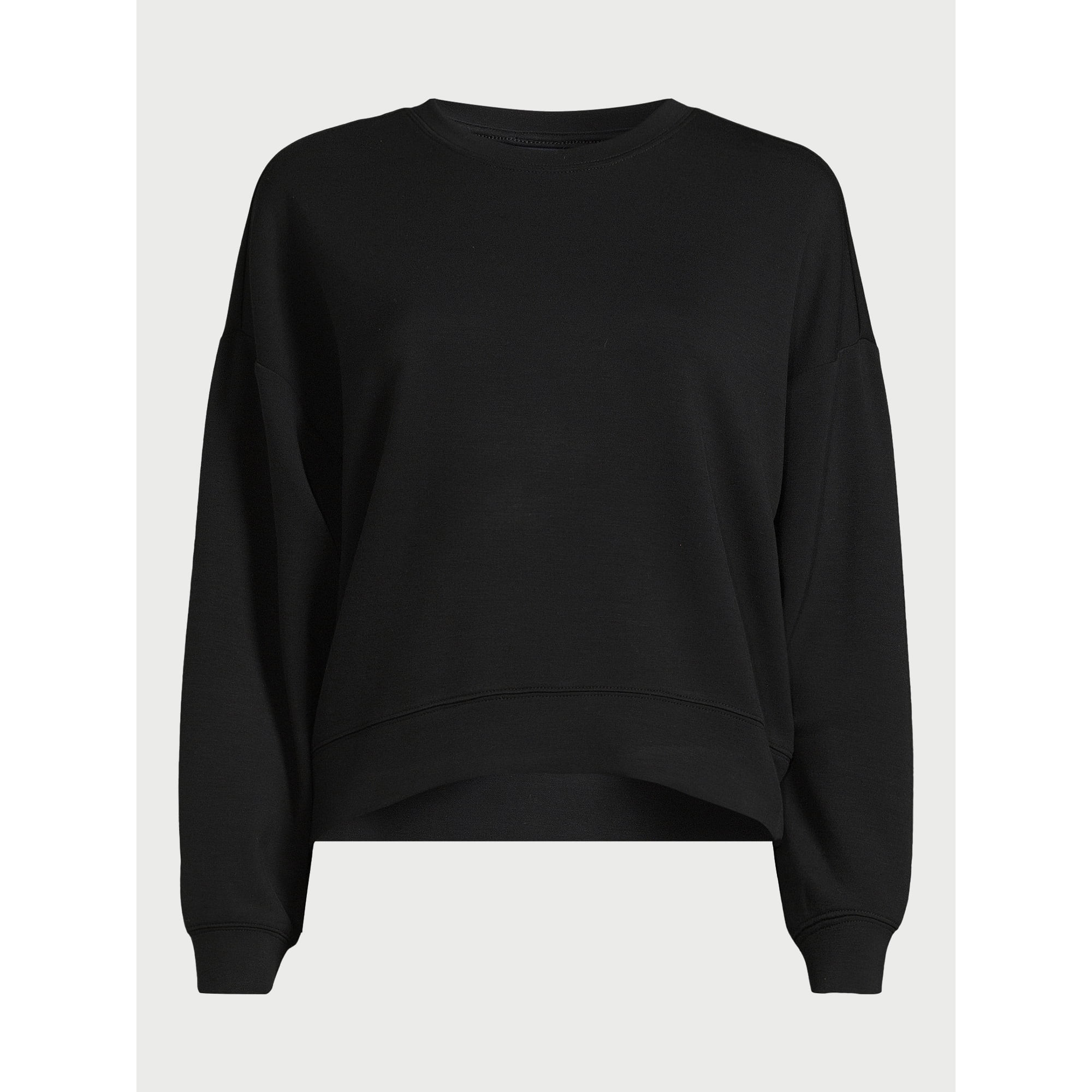 Scoop Women's Scuba Knit Cropped Sweatshirt with Drop Sleeves, Size XS-XXL | Walmart (US)