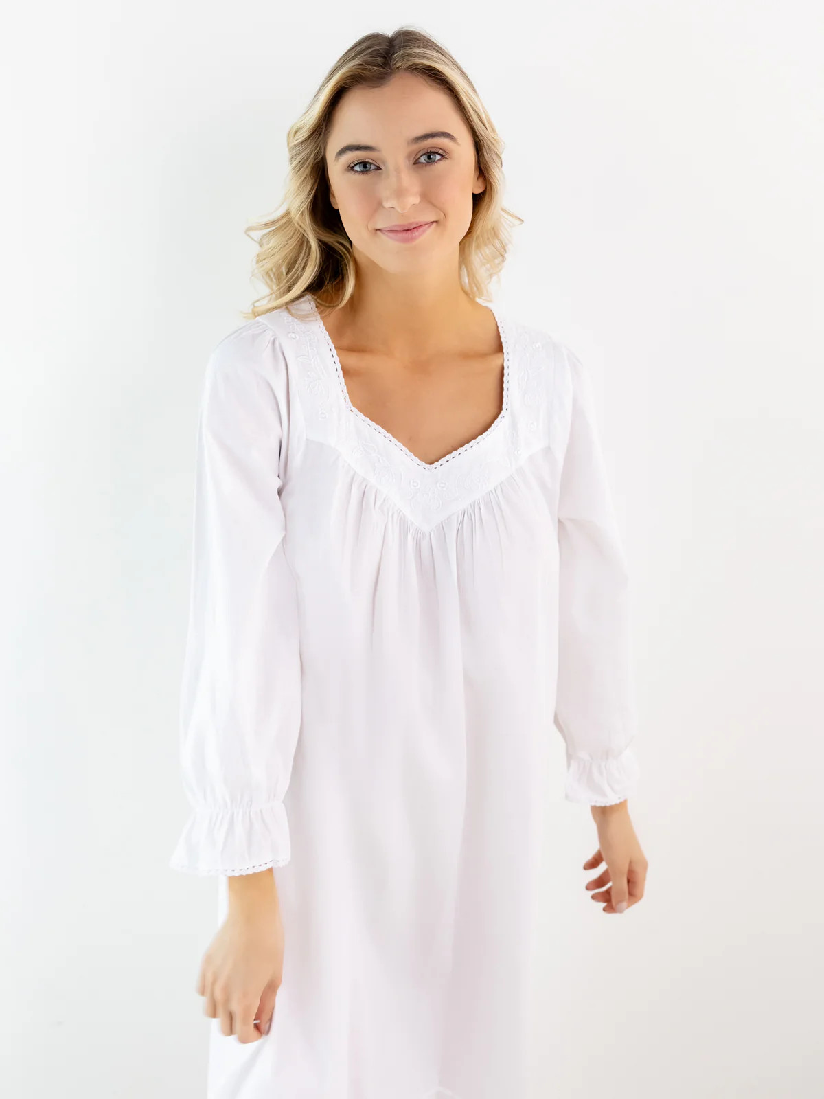 Adelaide White Cotton Nightgown | Jacaranda Living
