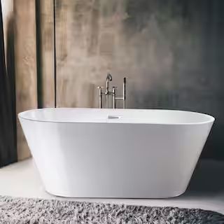Vanity Art Domme 59 in. Acrylic Flatbottom Freestanding Non-Slip Bathtub in White VA6815-NSW - Th... | The Home Depot