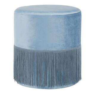 Lumisource Fringe Powder Blue Velvet Ottoman OT-FRINGE VLBU - The Home Depot | The Home Depot