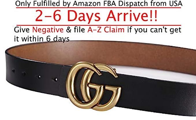 ~USA Fast 2-6 Days Deliver Guarantee FBA~ Standard Size Gold Buckle Women Leather Belt ~3.8cm Belt W | Amazon (US)