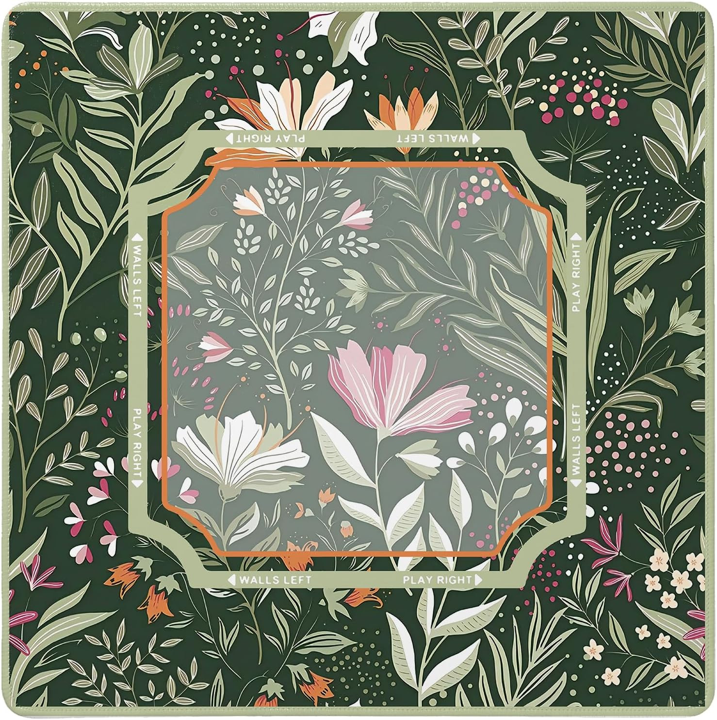 Dark Green Mahjong Mat Boho Floral Mahjong Table Mat 31.5x31.5 in | Amazon (US)
