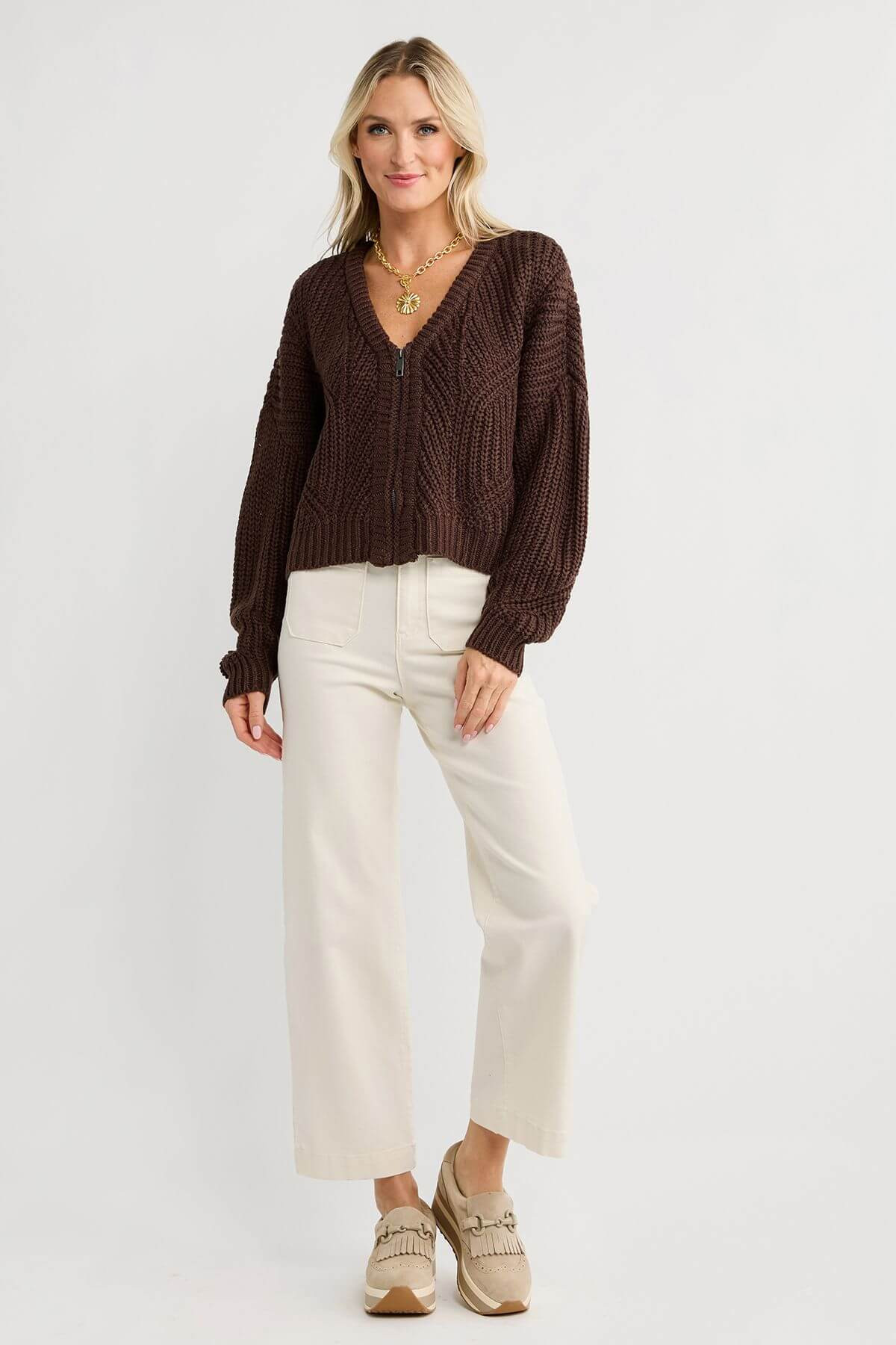 RD Style Joni Long Sleeve Double V-Neck Cardigan | Social Threads