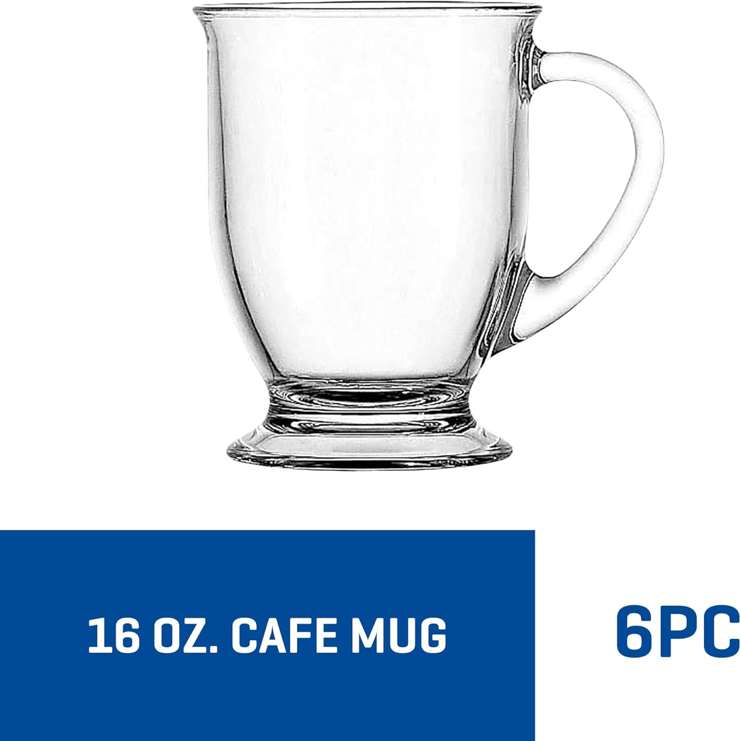 Anchor Hocking Café Glass Coffee Mugs, 16 oz, Set of 6 | Amazon (US)