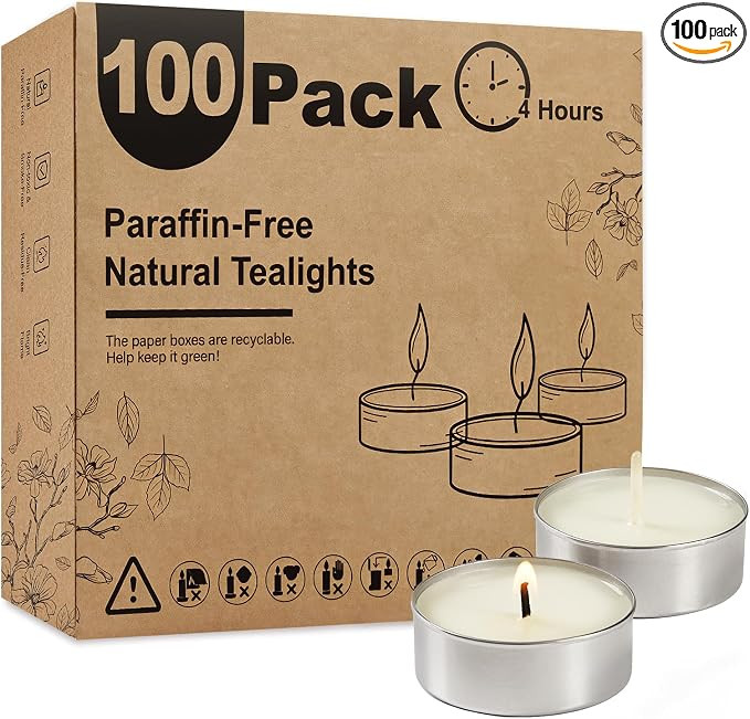 Unscented Palm Tea Lights Candles 100 Pack Bulk, 4.5 Hours Long Burning White Tea Lights,Non-Para... | Amazon (US)