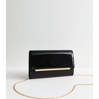 Black Metallic Bar Snakeskin Texture Clutch New Look | New Look (UK)