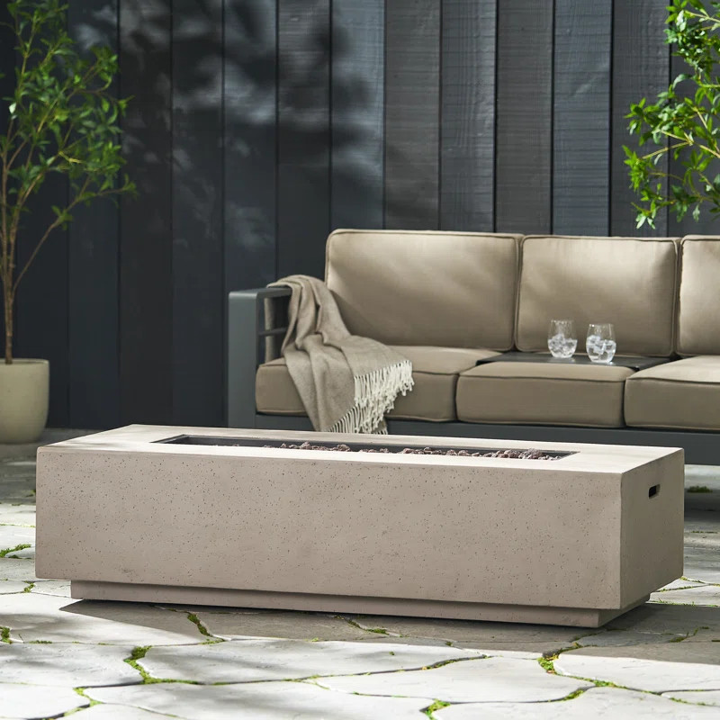 Oquendo Rectangle Magnesium Oxide Propane Outdoor Fireplace | Wayfair North America