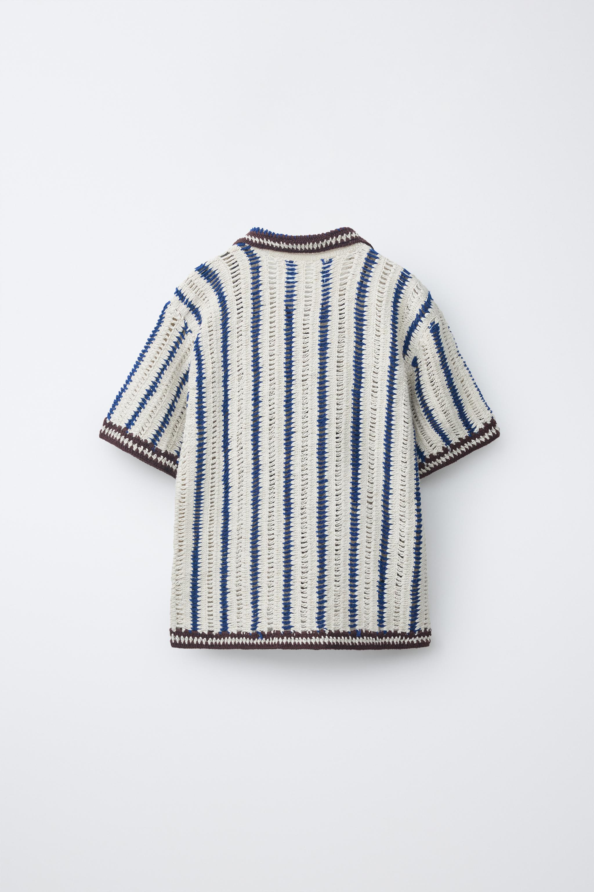 STRIPED CROCHET KNIT OVERSHIRT | Zara US