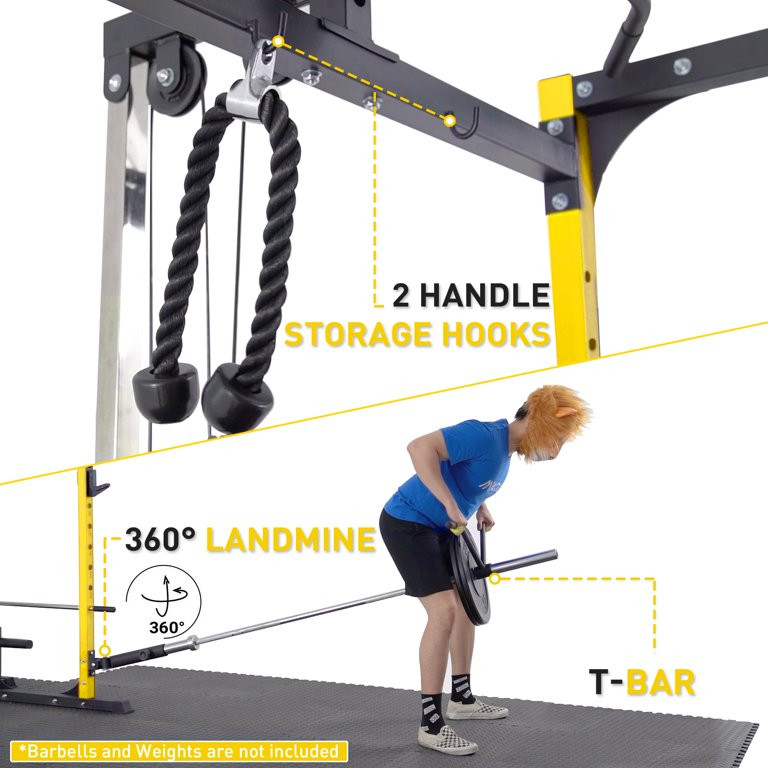 ELEVTAB Power Rack Cage with LAT Pulldown System,1200LBS Capacity Power Rack, Multi-Functional Sq... | Walmart (US)